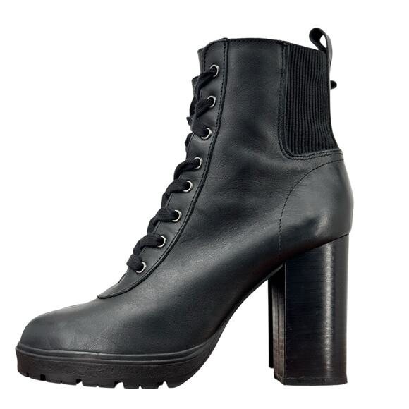Steve Madden Revolve Latch Combat Boot Leather Women's 9 Black Lace Up Platform - Picture 3 of 10